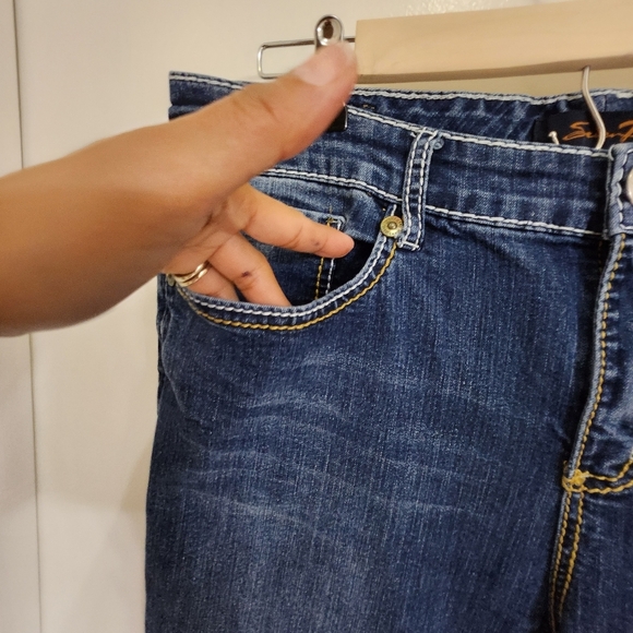 Seven7 high rise flare manufactured color distressed/fading plus size … - Picture 9 of 12